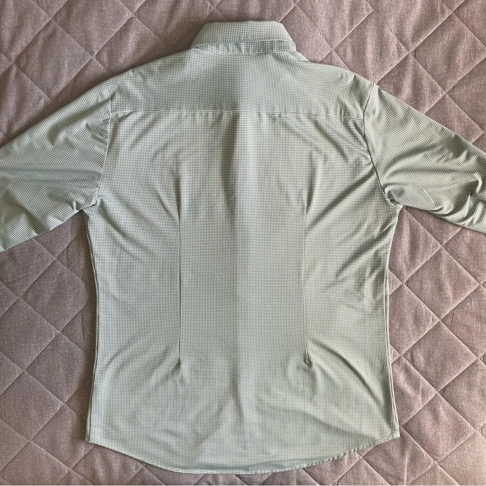 Mizzen + Main Long Sleeve Button Up Shirt Mens Large Trim Fit Green Nylon Poly - Picture 4 of 11